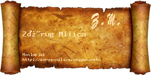 Zárug Milica névjegykártya